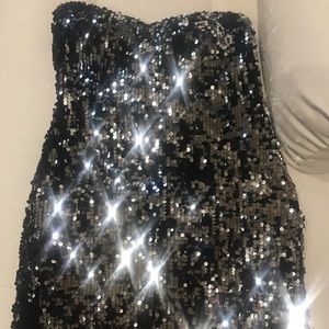 Black and silver sequins event/clubbing mini dress